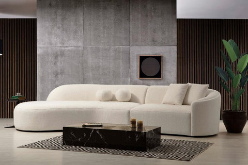 Cloe Ivory Boucle LAF Curved Sectional - CLOEBOUCLE-SECLAF - Vega Furniture