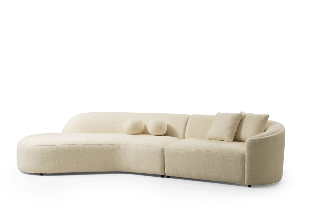 Cloe Ivory Boucle LAF Curved Sectional - CLOEBOUCLE-SECLAF - Vega Furniture