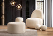 Cloe Ivory Boucle Round Ottoman - CLOEIVORY-OTT - Vega Furniture