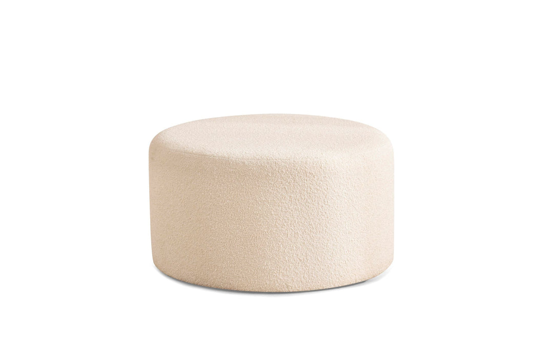 Cloe Ivory Boucle Round Ottoman - CLOEIVORY-OTT - Vega Furniture