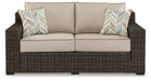 Coastline Bay Brown Outdoor Loveseat with Cushion - P784-835 - Vega Furniture