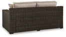 Coastline Bay Brown Outdoor Loveseat with Cushion - P784-835 - Vega Furniture