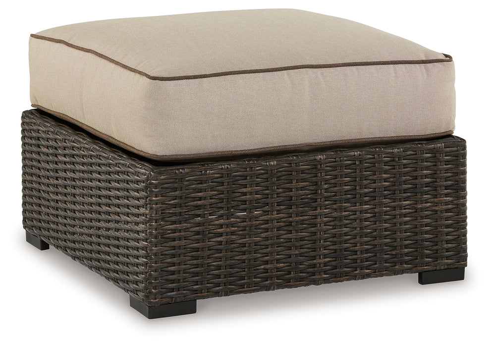 Coastline Bay Brown Outdoor Ottoman with Cushion - P784-814 - Vega Furniture