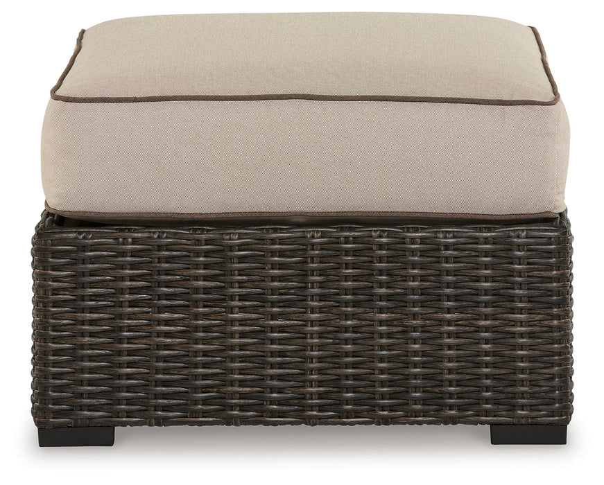 Coastline Bay Brown Outdoor Ottoman with Cushion - P784-814 - Vega Furniture