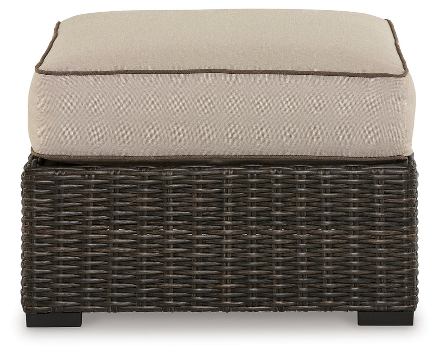 Coastline Bay Brown Outdoor Ottoman with Cushion - P784-814 - Vega Furniture