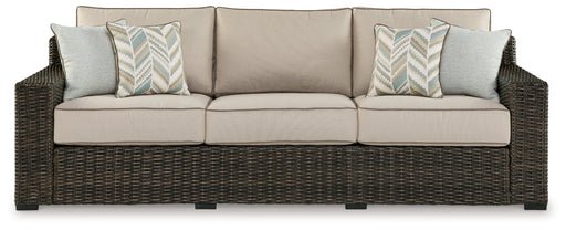 Coastline Bay Brown Outdoor Sofa with Cushion - P784-838 - Vega Furniture