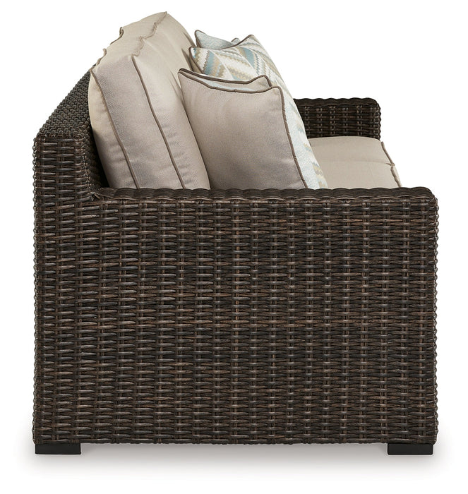 Coastline Bay Brown Outdoor Sofa with Cushion - P784-838 - Vega Furniture