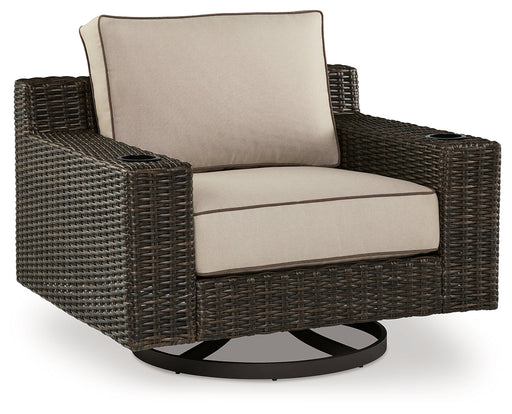 Coastline Bay Brown Outdoor Swivel Lounge with Cushion - P784-821 - Vega Furniture
