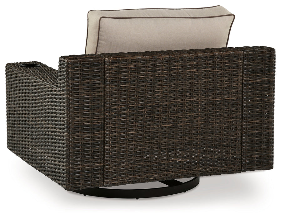 Coastline Bay Brown Outdoor Swivel Lounge with Cushion - P784-821 - Vega Furniture