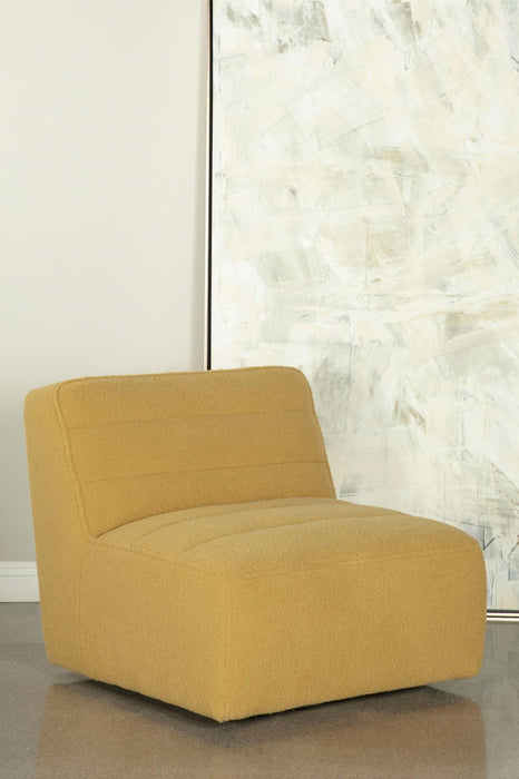 Cobie Mustard Upholstered Swivel Armless Chair - 905724 - Vega Furniture
