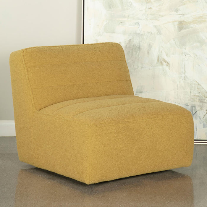 Cobie Mustard Upholstered Swivel Armless Chair - 905724 - Vega Furniture