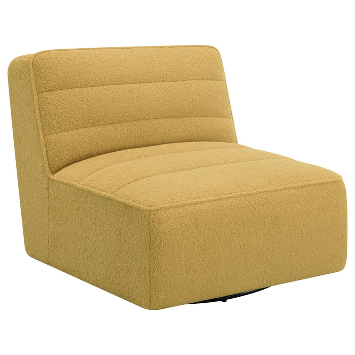 Cobie Mustard Upholstered Swivel Armless Chair - 905724 - Vega Furniture
