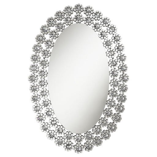 Colleen Oval Wall Mirror with Faux Crystal Blossoms - 961615 - Vega Furniture