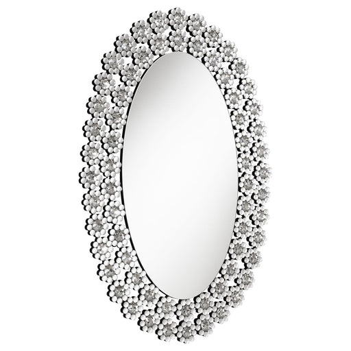 Colleen Oval Wall Mirror with Faux Crystal Blossoms - 961615 - Vega Furniture