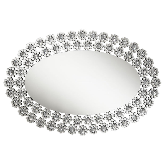 Colleen Oval Wall Mirror with Faux Crystal Blossoms - 961615 - Vega Furniture