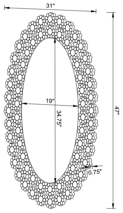 Colleen Oval Wall Mirror with Faux Crystal Blossoms - 961615 - Vega Furniture