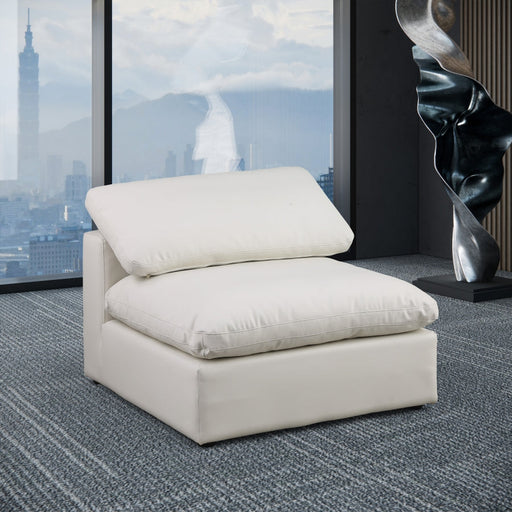 Comfy Faux Leather Armless Chair Cream - 188Cream-Armless - Vega Furniture
