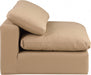 Comfy Faux Leather Armless Chair Natural - 188Tan-Armless - Vega Furniture