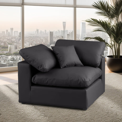 Comfy Faux Leather Corner Chair Black - 188Black-Corner - Vega Furniture