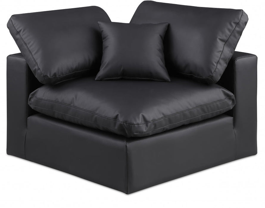 Comfy Faux Leather Corner Chair Black - 188Black-Corner - Vega Furniture
