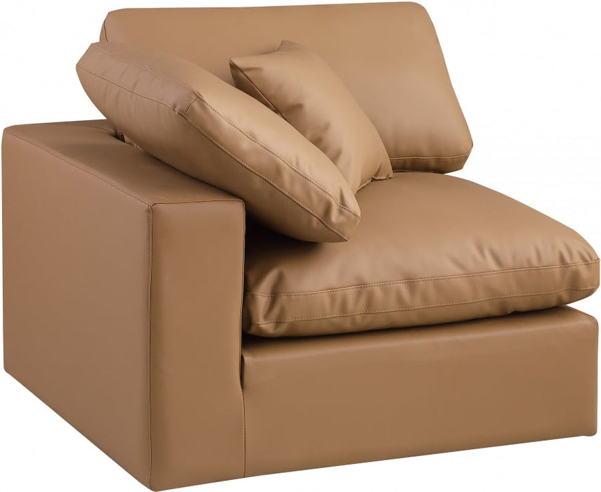 Comfy Faux Leather Corner Chair Cognac - 188Cognac-Corner - Vega Furniture