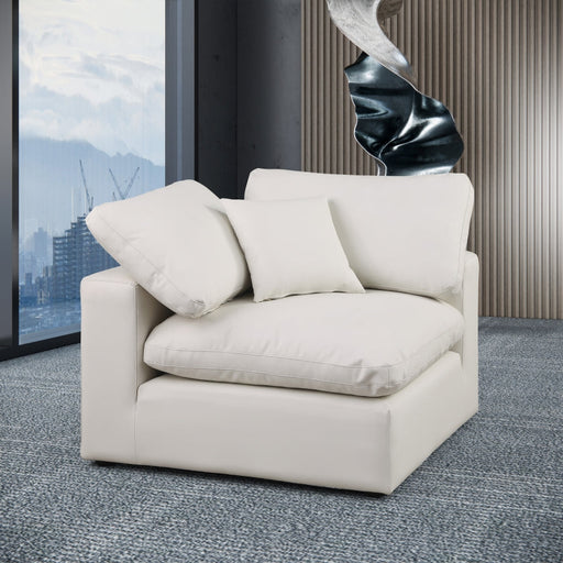 Comfy Faux Leather Corner Chair Cream - 188Cream-Corner - Vega Furniture