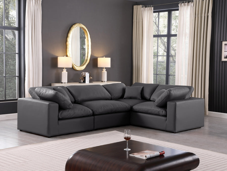 Comfy Faux Leather Sectional Black - 188Black-Sec4C - Vega Furniture