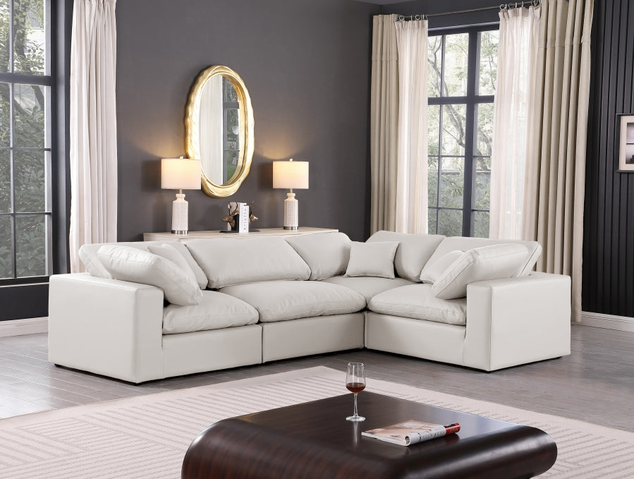 Comfy Faux Leather Sectional Cream - 188Cream-Sec4C - Vega Furniture