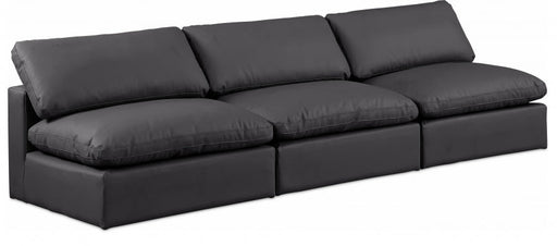 Comfy Faux Leather Sofa Black - 188Black-S117 - Vega Furniture