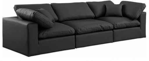 Comfy Faux Leather Sofa Black - 188Black-S119 - Vega Furniture