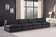 Comfy Faux Leather Sofa Black - 188Black-S156 - Vega Furniture