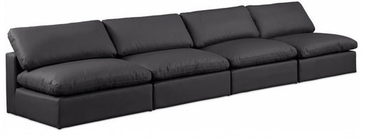 Comfy Faux Leather Sofa Black - 188Black-S156 - Vega Furniture