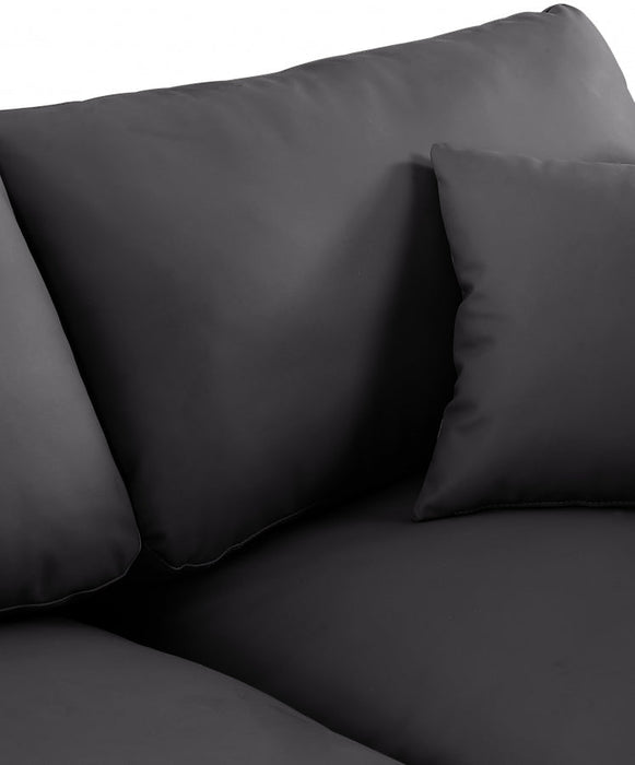 Comfy Faux Leather Sofa Black - 188Black-S156 - Vega Furniture