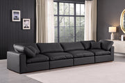 Comfy Faux Leather Sofa Black - 188Black-S158 - Vega Furniture