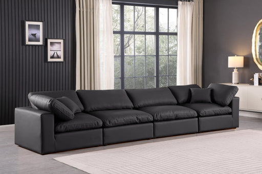 Comfy Faux Leather Sofa Black - 188Black-S158 - Vega Furniture