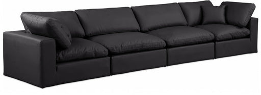 Comfy Faux Leather Sofa Black - 188Black-S158 - Vega Furniture