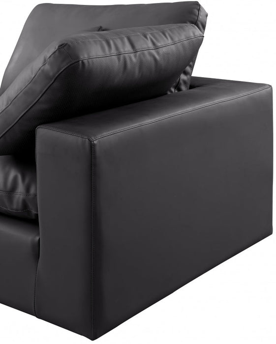 Comfy Faux Leather Sofa Black - 188Black-S158 - Vega Furniture