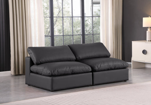 Comfy Faux Leather Sofa Black - 188Black-S78 - Vega Furniture