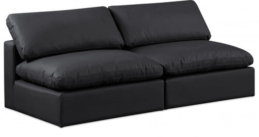 Comfy Faux Leather Sofa Black - 188Black-S78 - Vega Furniture