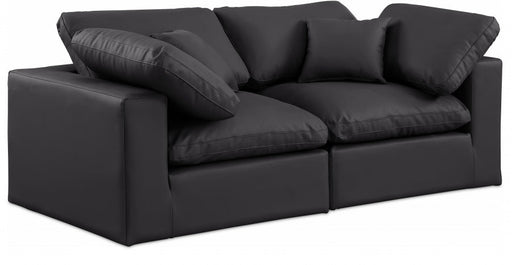 Comfy Faux Leather Sofa Black - 188Black-S80 - Vega Furniture