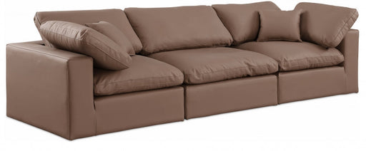 Comfy Faux Leather Sofa Brown - 188Brown-S119 - Vega Furniture