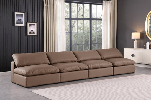 Comfy Faux Leather Sofa Brown - 188Brown-S156 - Vega Furniture