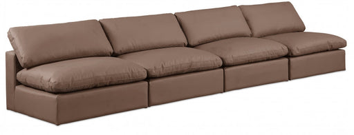 Comfy Faux Leather Sofa Brown - 188Brown-S156 - Vega Furniture