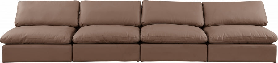 Comfy Faux Leather Sofa Brown - 188Brown-S156 - Vega Furniture