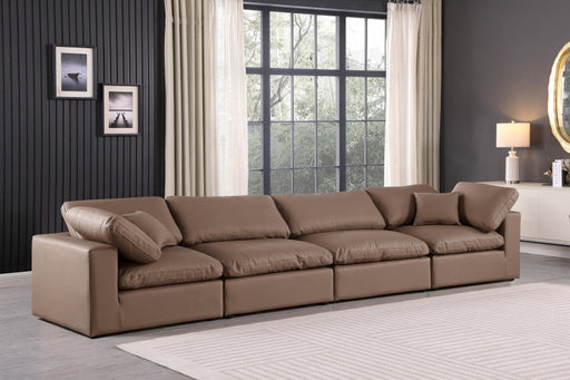 Comfy Faux Leather Sofa Brown - 188Brown-S158 - Vega Furniture