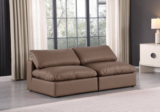 Comfy Faux Leather Sofa Brown - 188Brown-S78 - Vega Furniture