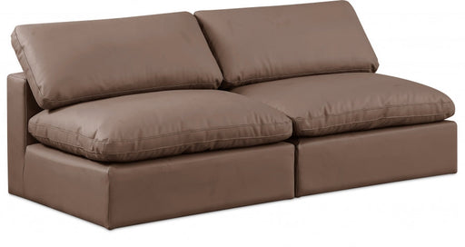 Comfy Faux Leather Sofa Brown - 188Brown-S78 - Vega Furniture