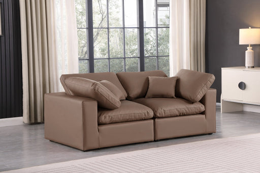 Comfy Faux Leather Sofa Brown - 188Brown-S80 - Vega Furniture