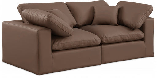 Comfy Faux Leather Sofa Brown - 188Brown-S80 - Vega Furniture