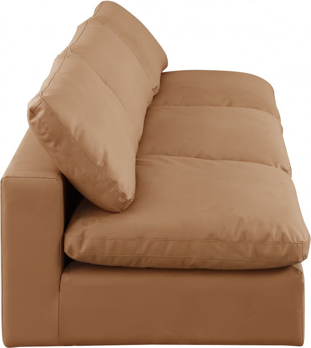 Comfy Faux Leather Sofa Cognac - 188Cognac-S117 - Vega Furniture